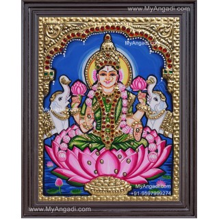 Lakshmi With 2 Elephant Tanjore Painting