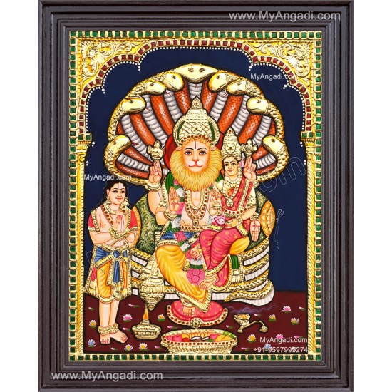 Lakshmi Narasimhar with Prahaladhan Tanjore Painting Lakshmi Narasimhar with Prahaladhan Tanjore Painting