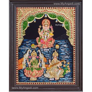 Vinayagar  Lakshmi Saraswathi Tanjore Painting