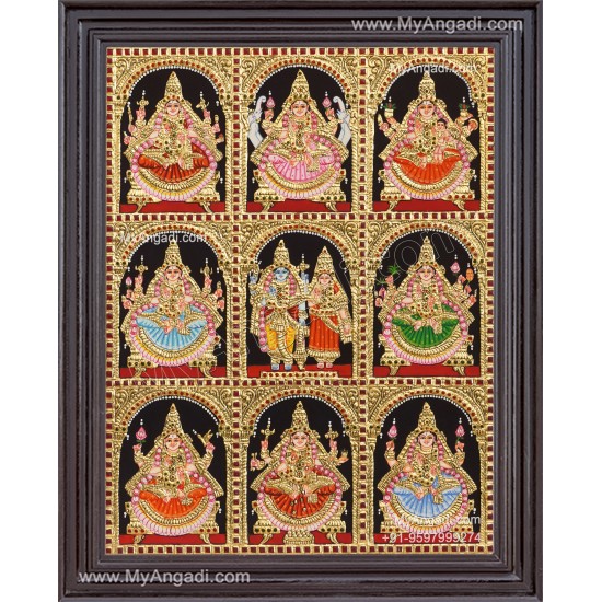 Ashta Lakshmi Tanjore Painting Ashta Lakshmi Tanjore Painting