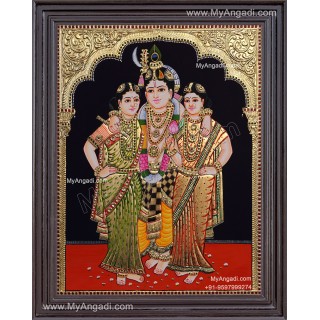 Krishna Bama Rukmani Tanjore Painting
