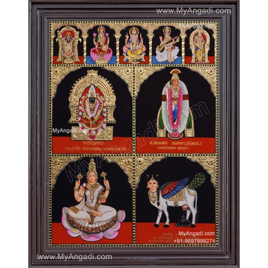 Multi God Panel Tanjore Painting Multi God Panel Tanjore Painting