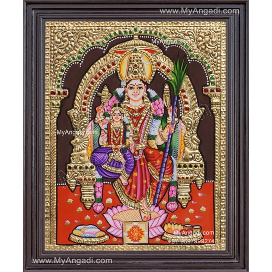 Lalitha Devi With Balambigai Tanjore Painting Lalitha Devi With Balambigai Tanjore Painting
