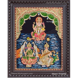 Vinayagar  Lakshmi Saraswathi Tanjore Painting