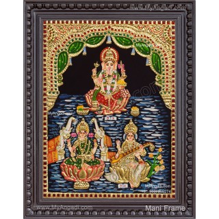 Ganesh Lakshmi Saraswathi Tanjore Painting