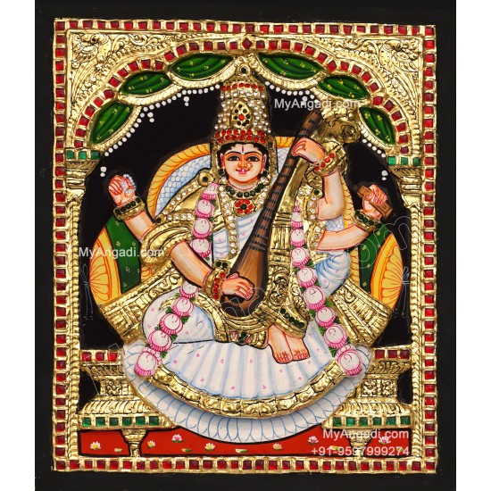 Saraswathi 3D Tanjore Painting Saraswathi 3D Tanjore Painting