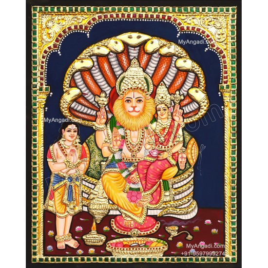 Lakshmi Narasimhar with Prahaladhan Tanjore Painting Lakshmi Narasimhar with Prahaladhan Tanjore Painting