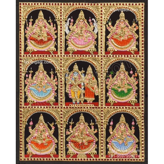 Ashta Lakshmi Tanjore Painting Ashta Lakshmi Tanjore Painting