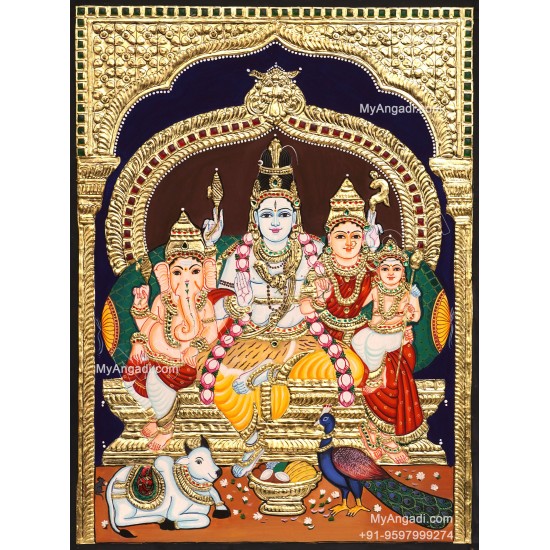 Shiva Family Tanjore Painting Shiva Family Tanjore Painting