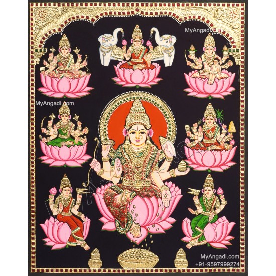 Ashta Lakshmi Tanjore Painting Ashta Lakshmi Tanjore Painting