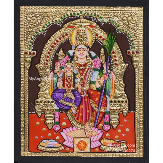 Lalitha Devi With Balambigai Tanjore Painting Lalitha Devi With Balambigai Tanjore Painting