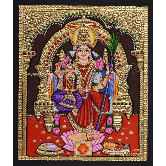 Lalitha Devi With Balambigai Tanjore Painting Lalitha Devi With Balambigai Tanjore Painting