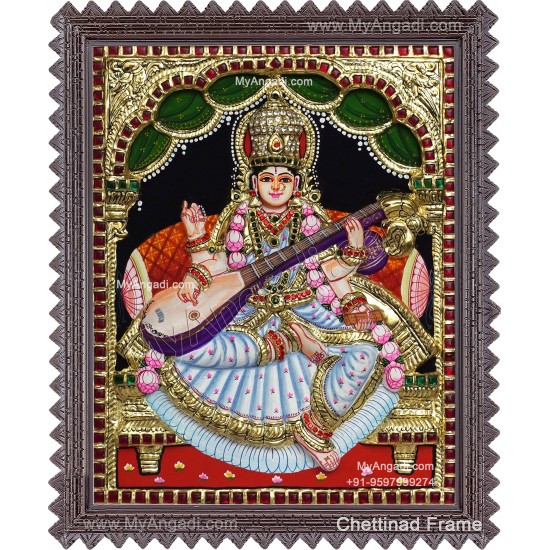 Saraswathi  3D Tanjore Painting