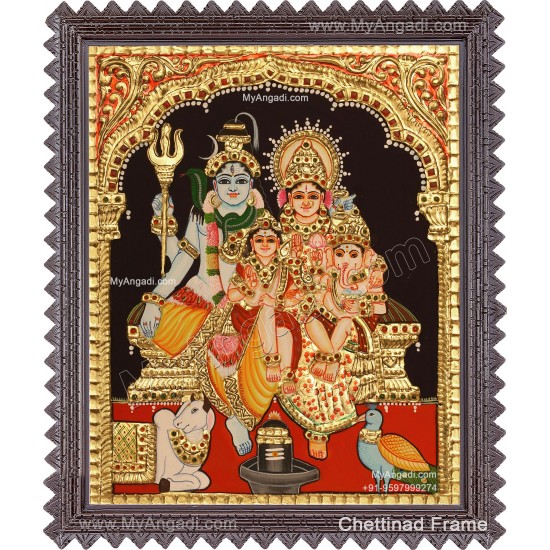 Shiva Family Tanjore Painting Shiva Family Tanjore Painting
