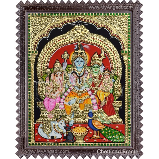 Shiva Family Tanjore Painting Shiva Family Tanjore Painting