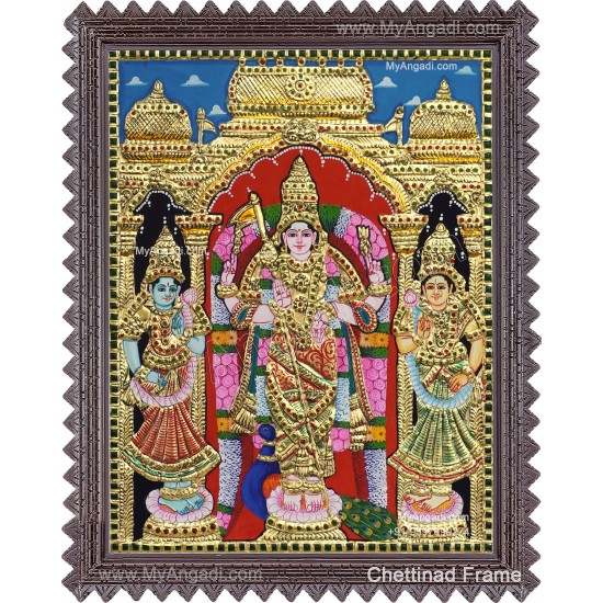 Murugar valli deivanai Tanjore Painting Murugar valli deivanai Tanjore Painting