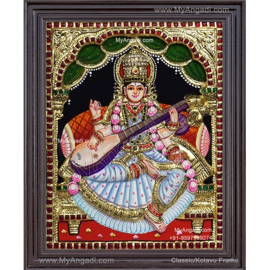 Saraswathi  3D Tanjore Painting