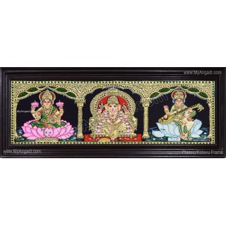 3 Panel  Lakshmi Ganesha Saraswathi Tanjore Painting