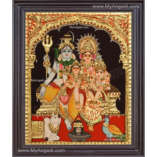 Shiva Family Tanjore Painting Shiva Family Tanjore Painting