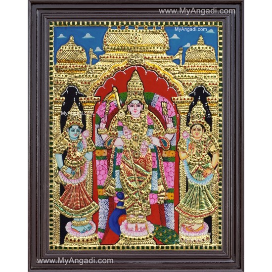 Murugar valli deivanai Tanjore Painting Murugar valli deivanai Tanjore Painting