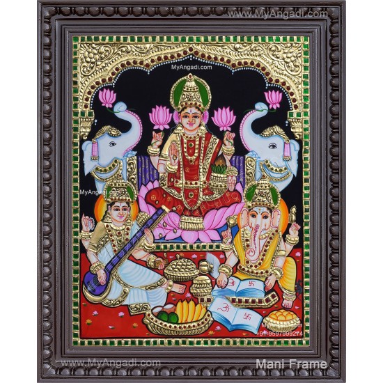 Ganesha Lakshmi Saraswathi Tanjore Painting Ganesha Lakshmi Saraswathi Tanjore Painting
