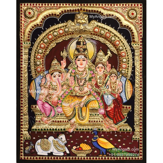 2D Shiva Family Tanjore Painting
