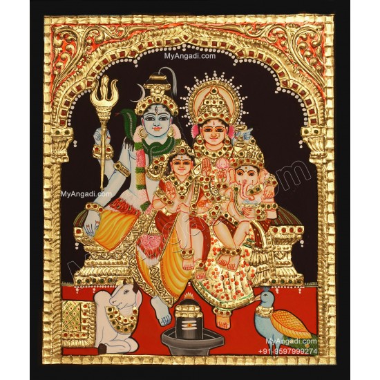 Shiva Family Tanjore Painting Shiva Family Tanjore Painting