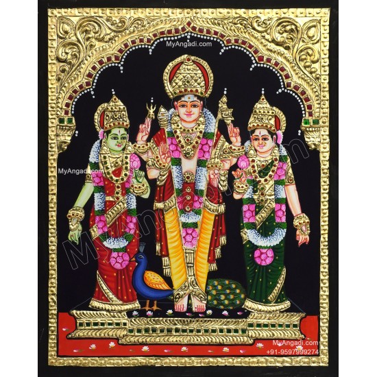 Murugan Valli Deivanai Tanjore Painting Murugan Valli Deivanai Tanjore Painting