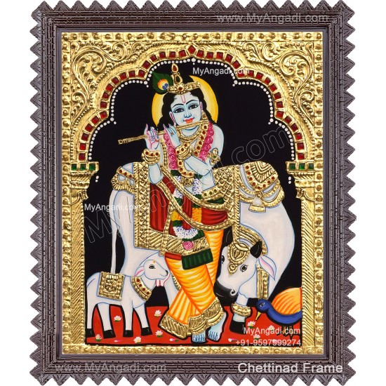 Cow Krishna Tanjore Painting