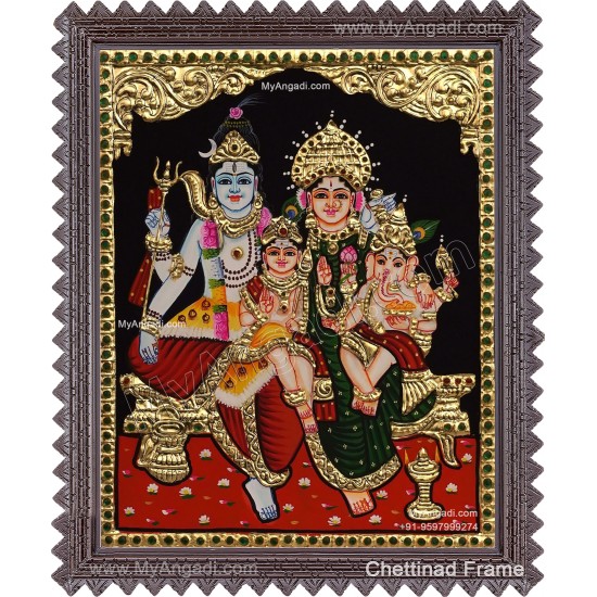 Shiva Family Tanjore Painting Shiva Family Tanjore Painting
