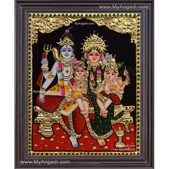 Shiva Family Tanjore Painting Shiva Family Tanjore Painting