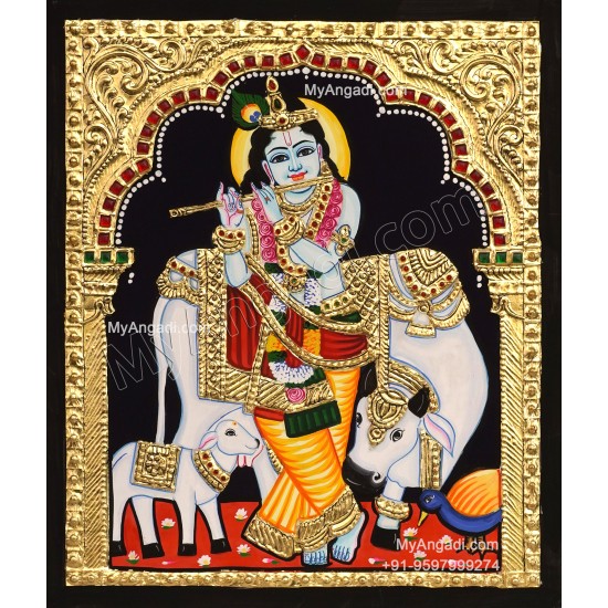 Cow Krishna Tanjore Painting