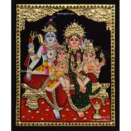 Shiva Family Tanjore Painting Shiva Family Tanjore Painting