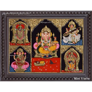 5 God Balaji Lakshmi Murugan Ganesha Saraswathi Tanjore Painting 5 God Balaji Lakshmi Murugan Ganesha Saraswathi Tanjore Painting