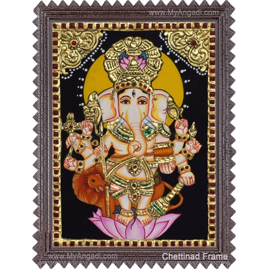 Kan Drishti Ganesha Tanjore Painting