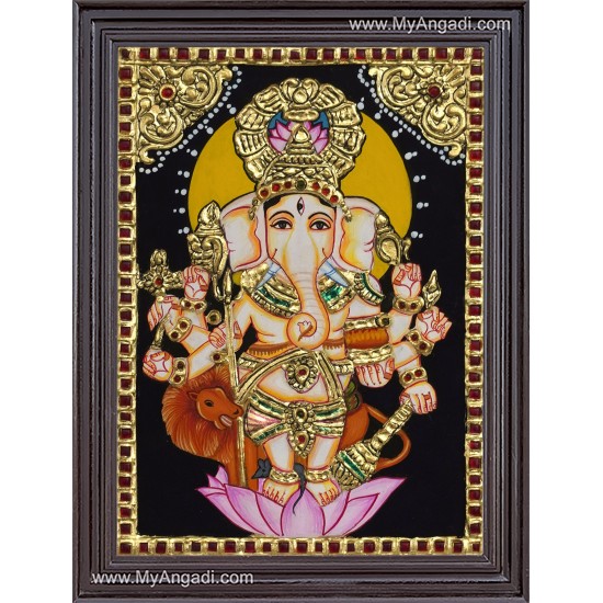 Kan Drishti Ganesha Tanjore Painting