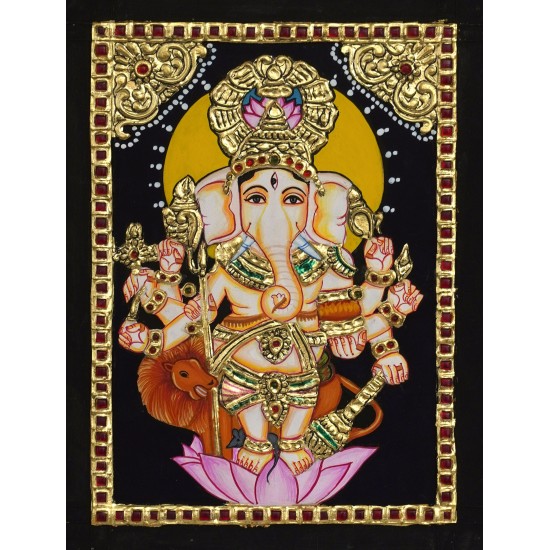 Kan Drishti Ganesha Tanjore Painting