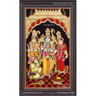 Ram Darbar - Ram with Sita, Hanuman, Lakshmanan  Tanjore Painting