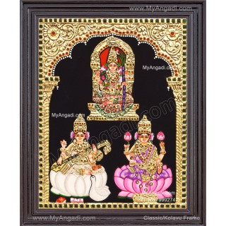 Lalitha Devi Saraswathi Lakshmi Tanjore Painting