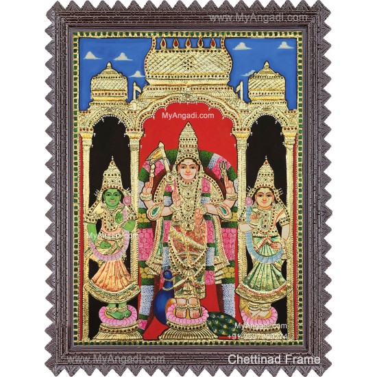 Murugar valli deivanai Tanjore Painting Murugar valli deivanai Tanjore Painting