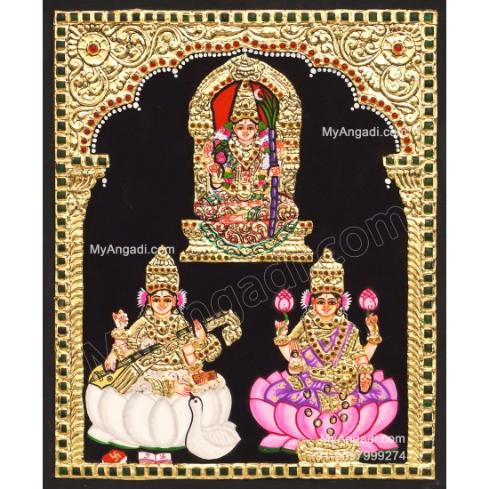 Lalitha Devi Saraswathi Lakshmi Tanjore Painting