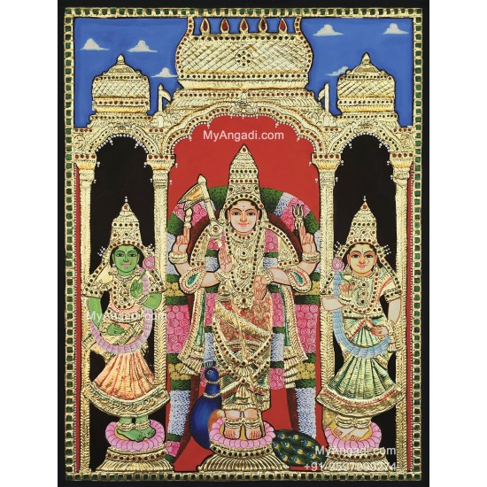 Murugar valli deivanai Tanjore Painting Murugar valli deivanai Tanjore Painting