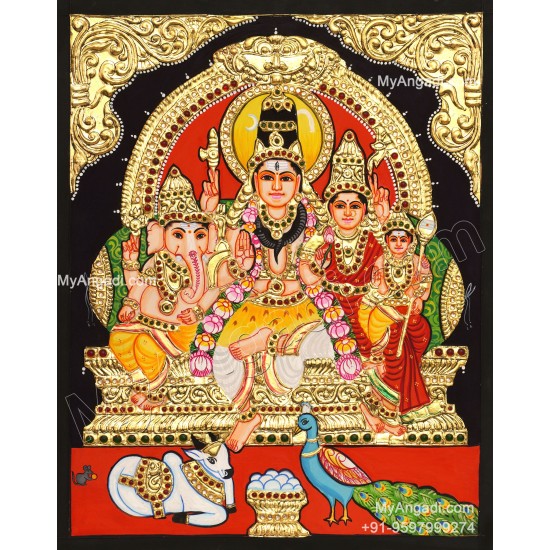 Shivan Family Tanjore Painting