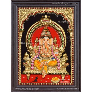 3D Ganapathi Tanjore Painting 