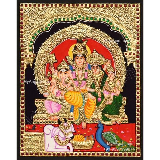 Shivan Family Tanjore Painting