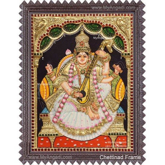 Saraswathi 3D Tanjore Painting