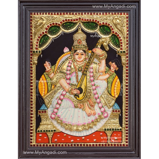 Saraswathi 3D Tanjore Painting