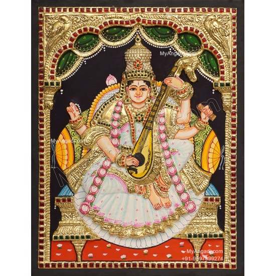 Saraswathi 3D Tanjore Painting