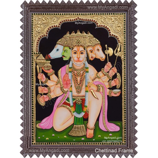 Panchamuga Hanuman Tanjore Painting