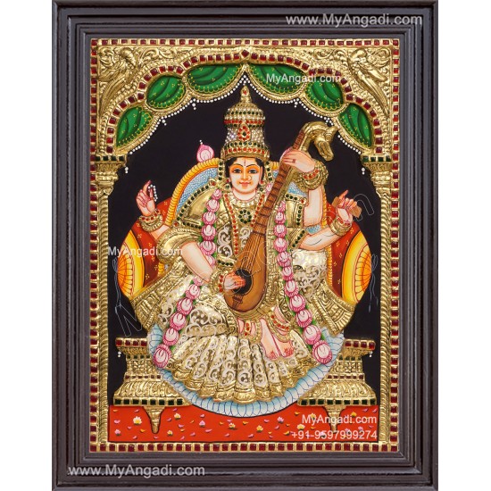Saraswathi 3D Tanjore Painting
